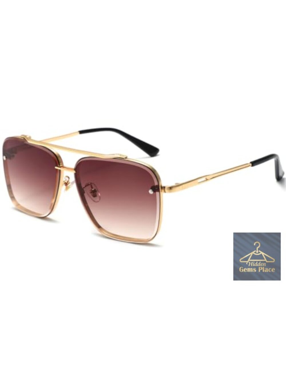 Oversized Square Metal Sunglasses